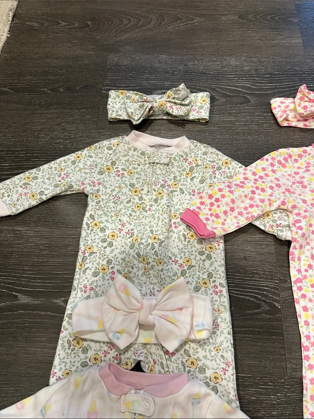 Baby Girls' Sleepers Set with Headbands bundle lot